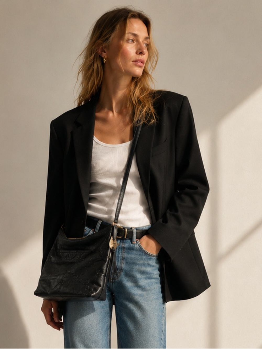 Margot New York Black Leather Crossbody Bag